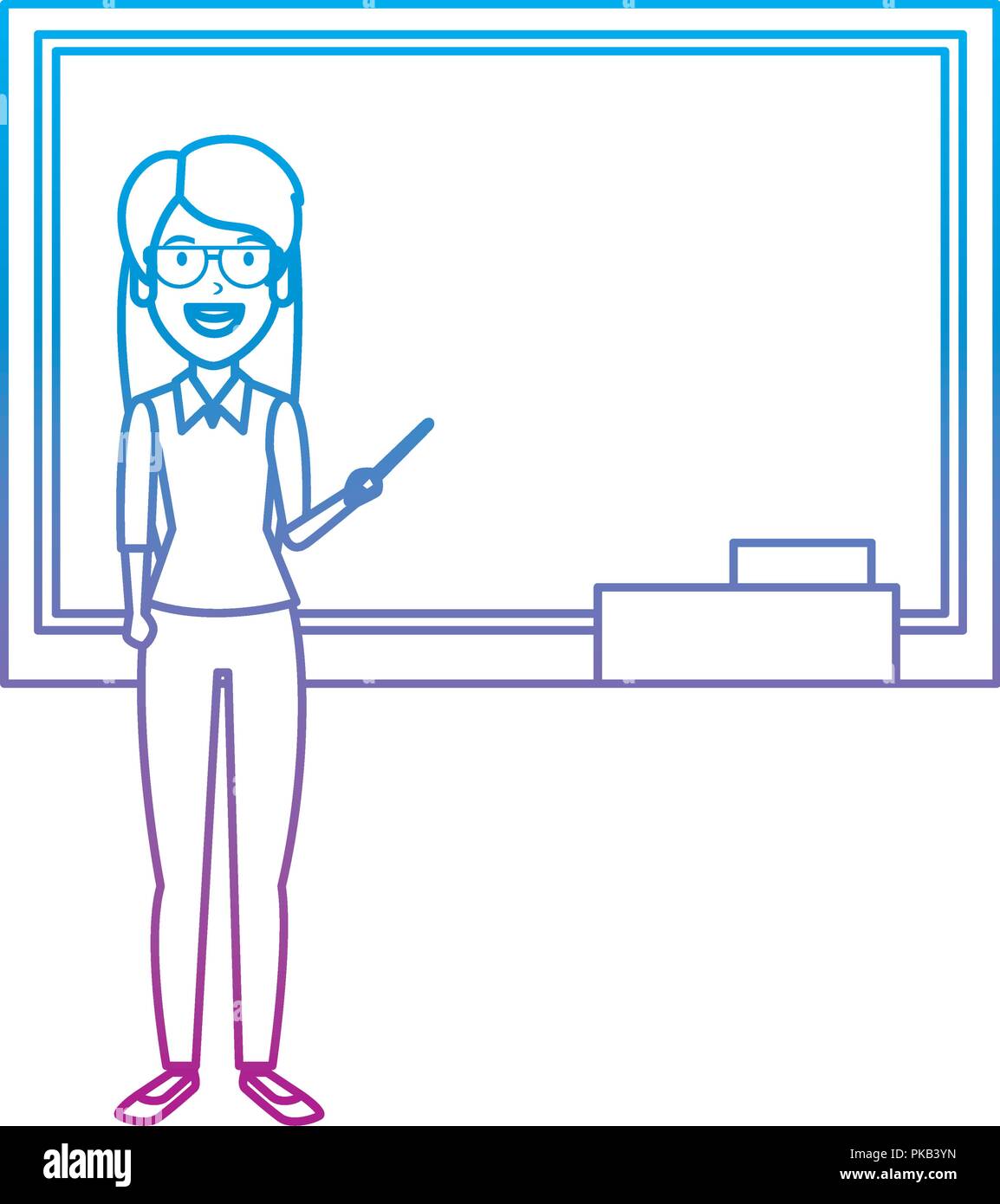 teacher woman with pointer and chalkboard vector illustration design ...