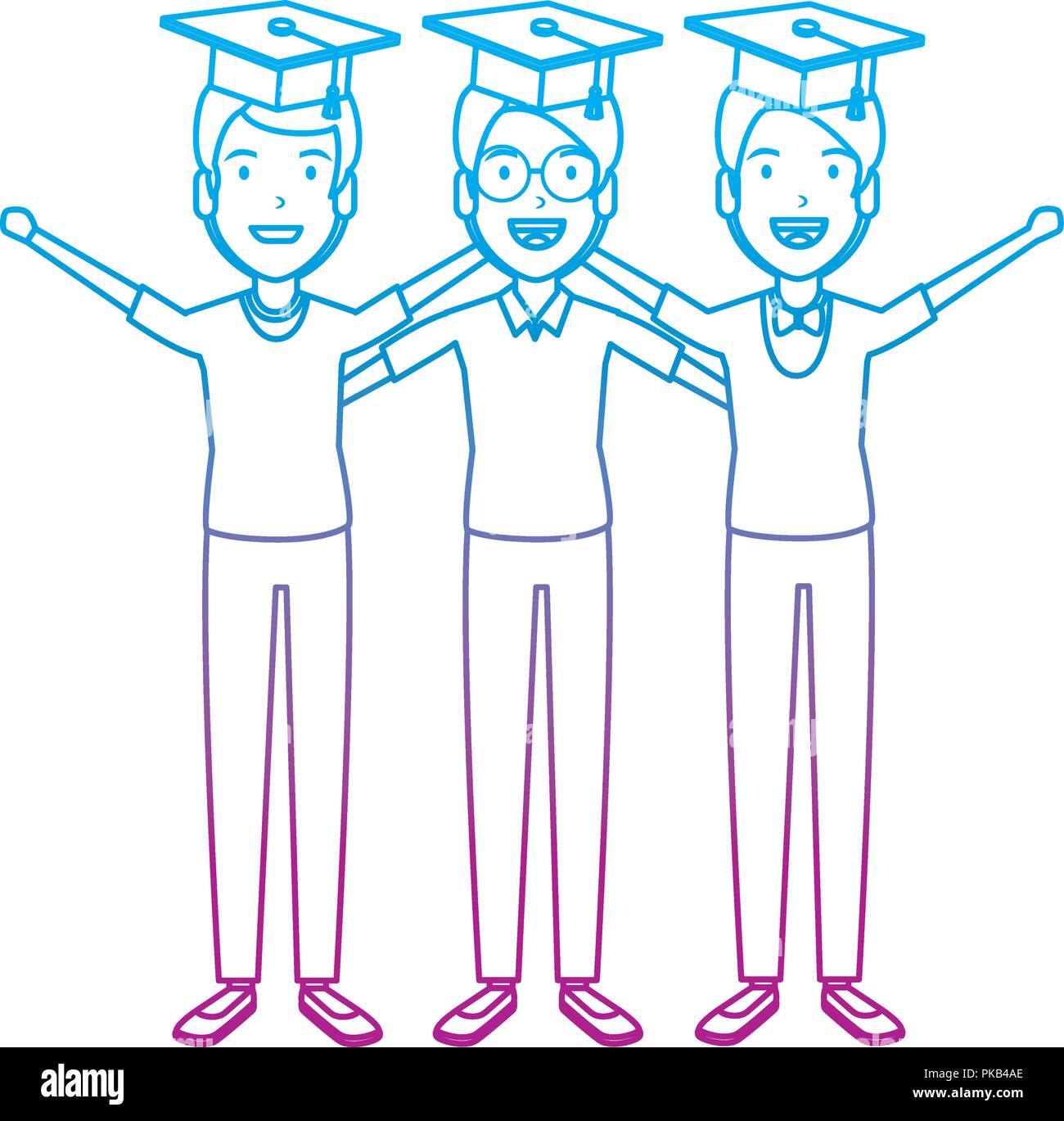 men students celebrating with hat graduation vector illustration design ...