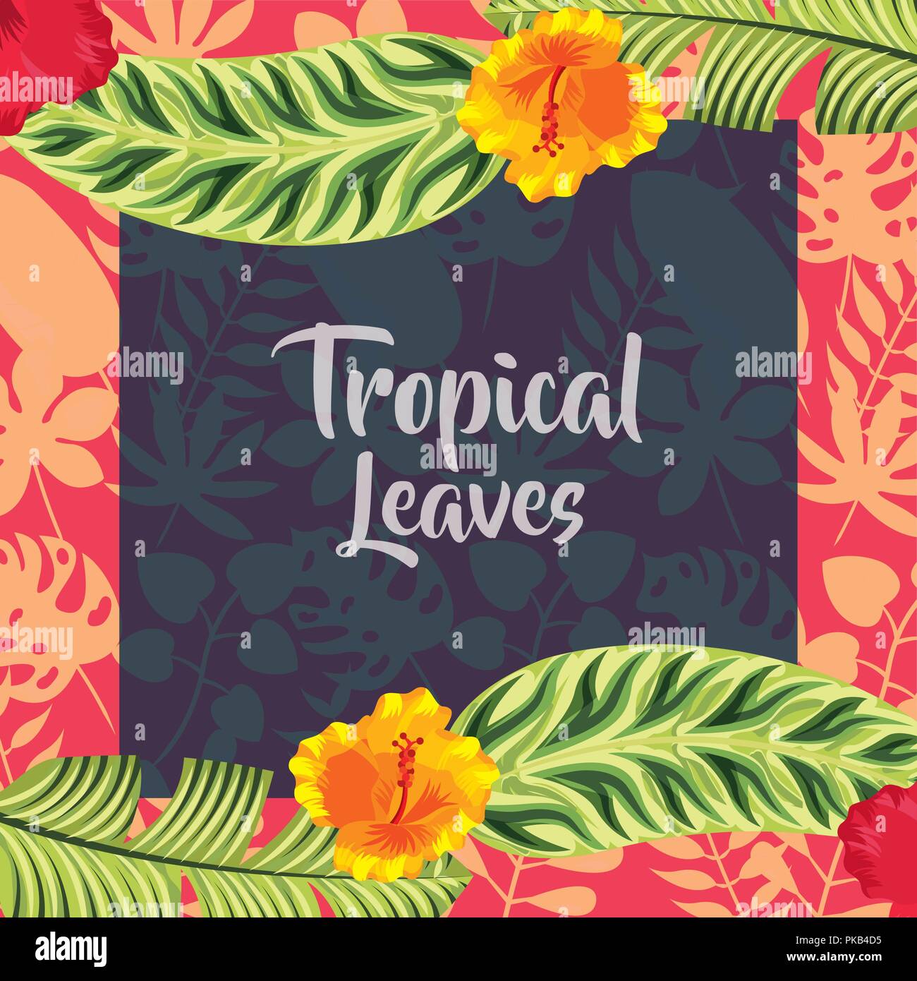Tropical Sign Graphics tropical leaves frame sign flowers colors background vector ...