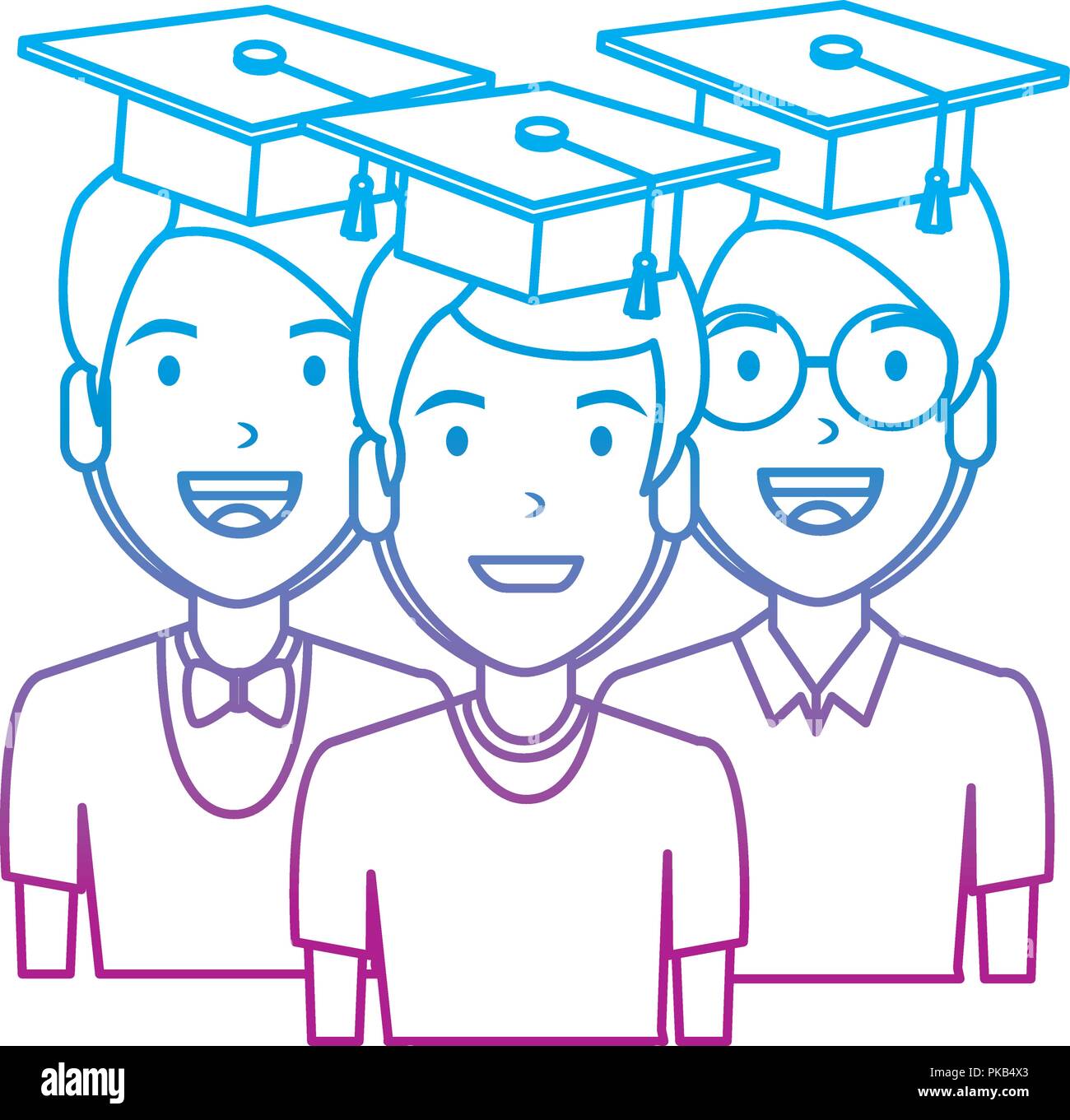 young men students with hat graduation vector illustration design Stock ...