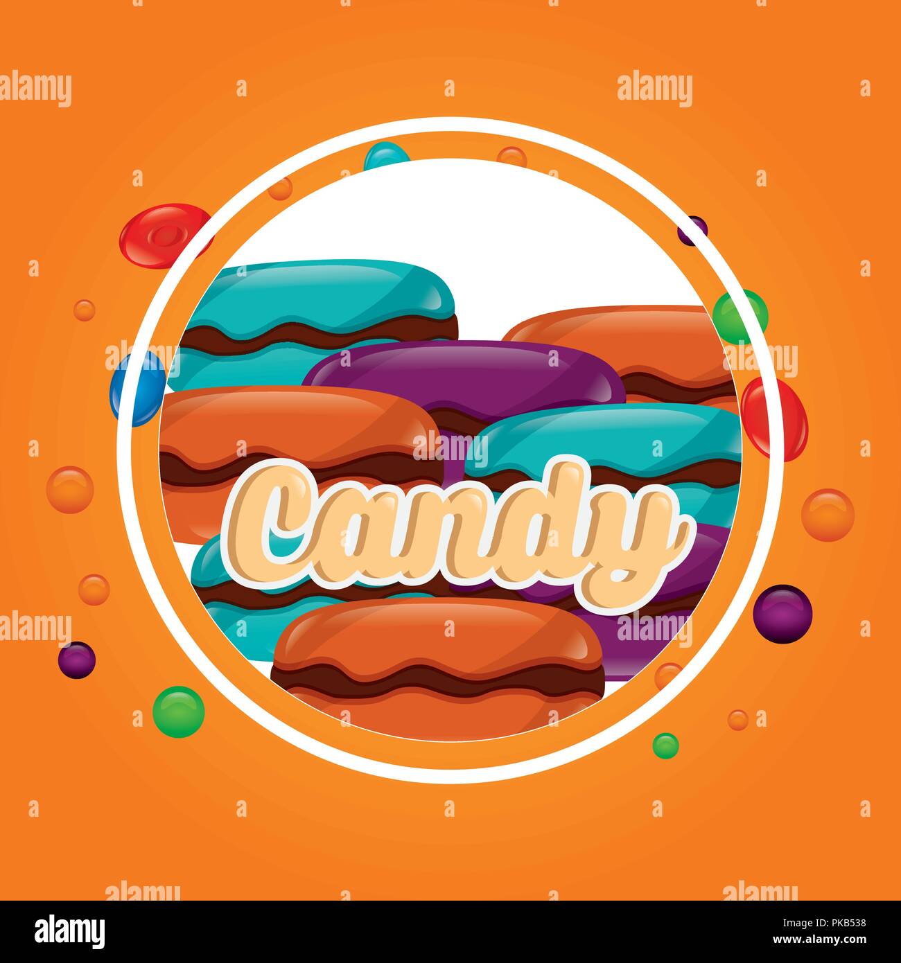 sweet candy stuffeds flavors sticker chips vector illustration Stock ...