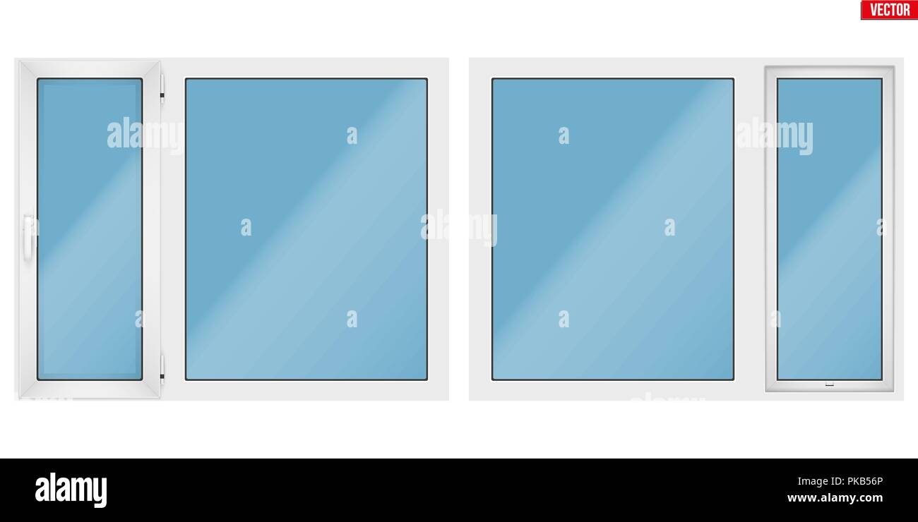 PVC window with two sash Stock Vector