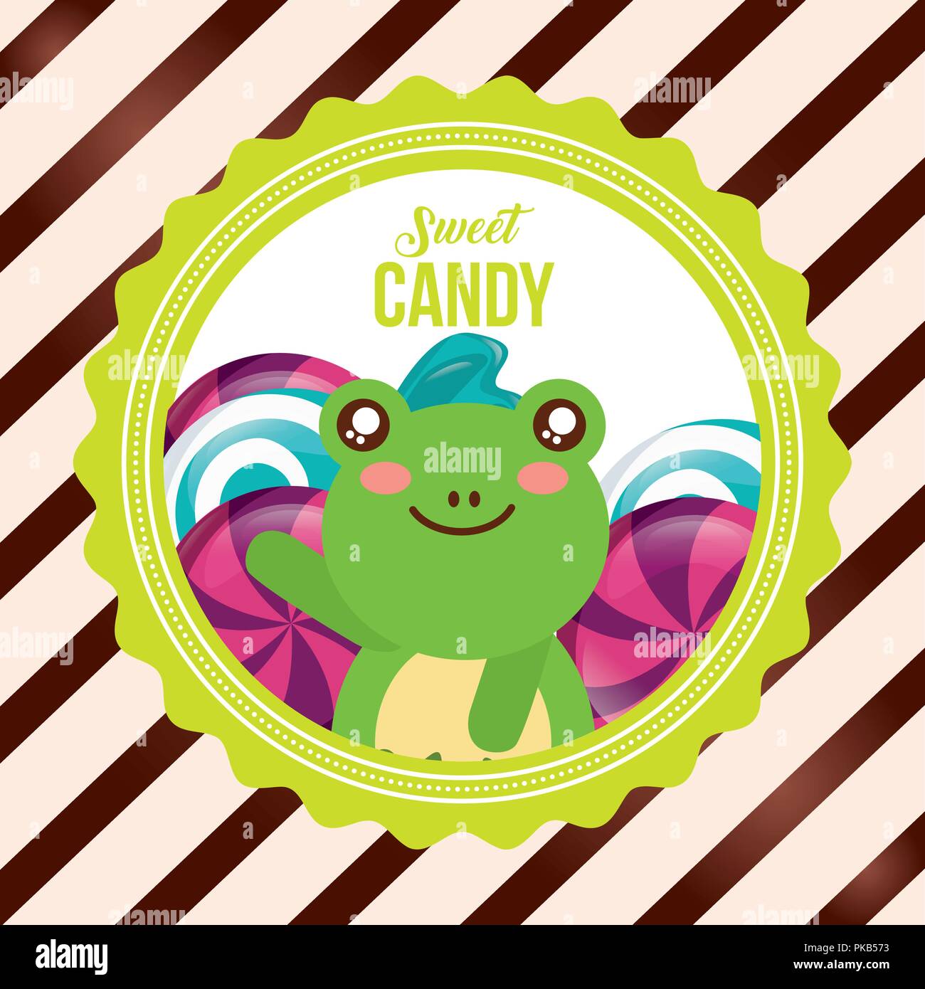 sweet candy cute frog caramels flavors sticker vector illustration