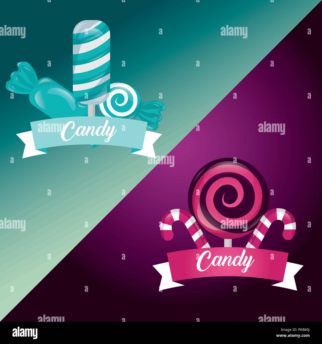 sweet candy banner colors lollipops sign vector illustration Stock