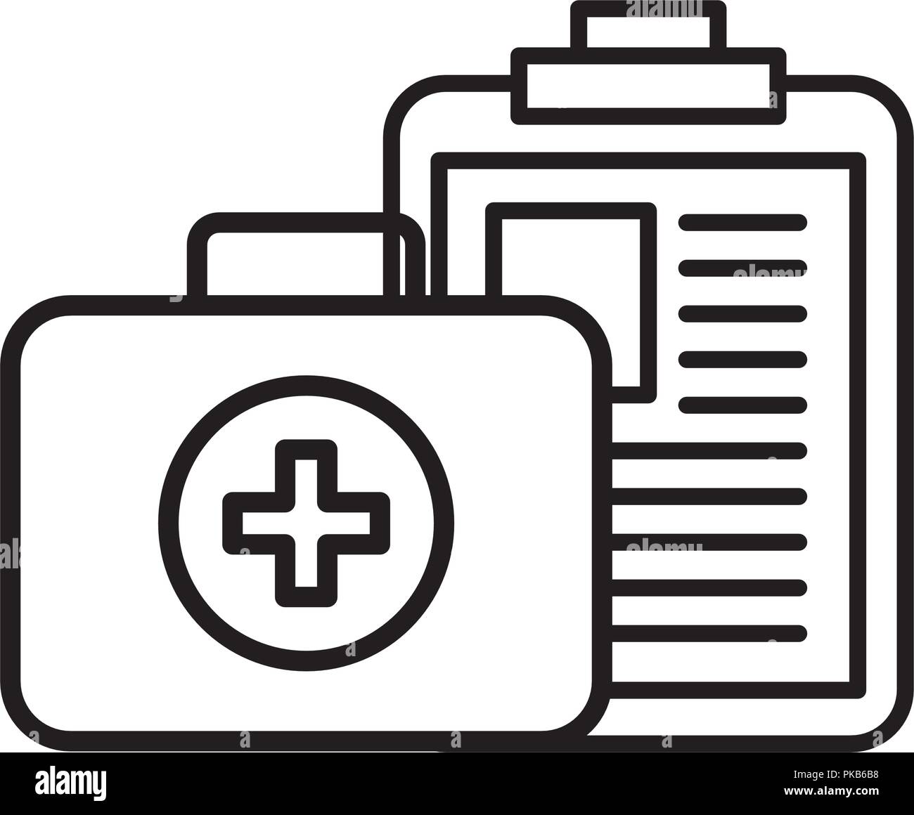 clipboard medical report and kit first aid vector illustration thin