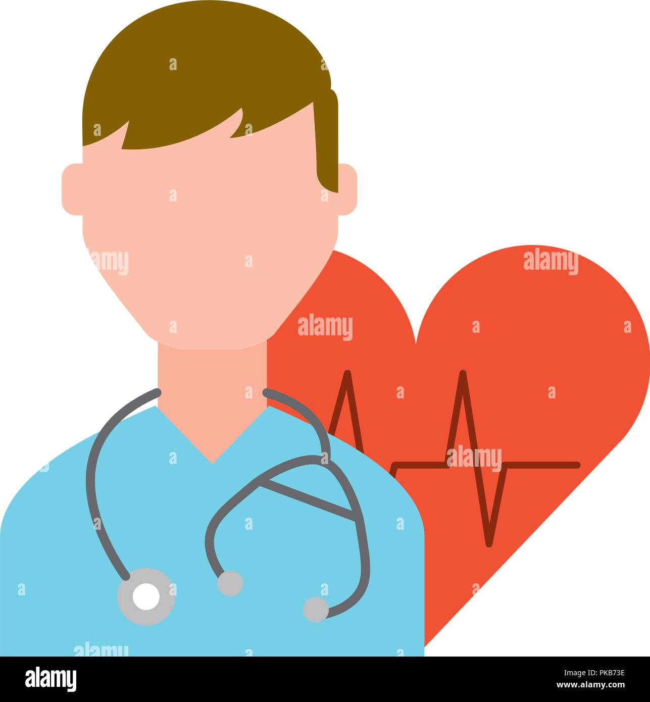 doctor character with stethoscope heart rate care vector illustration ...