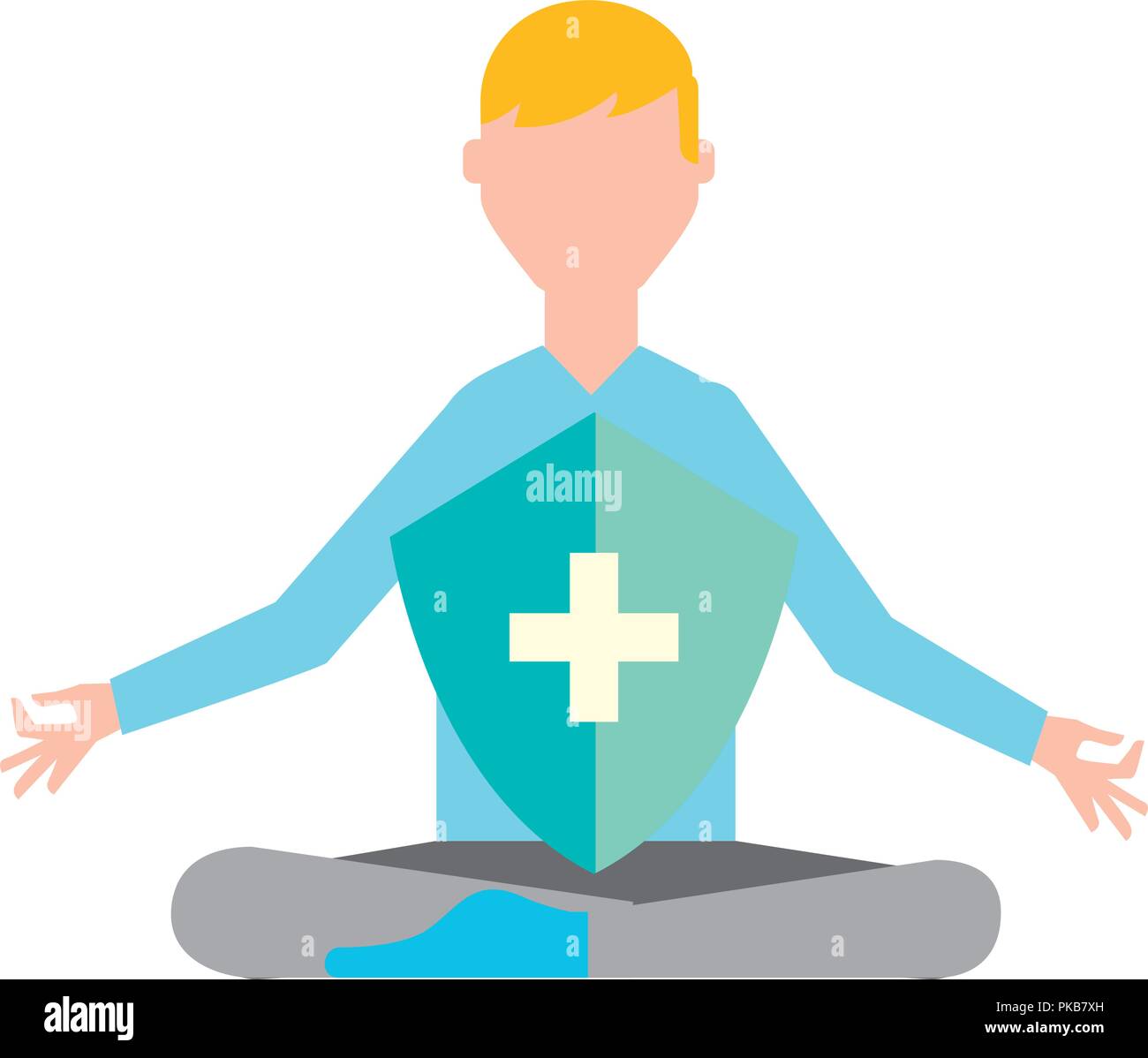 man in meditation shield protection medical Stock Vector Image & Art