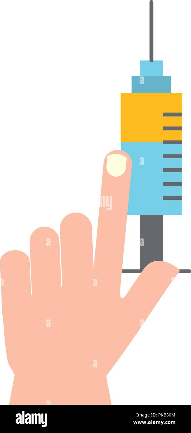 hand holding medical syringe healthcare Stock Vector Image & Art - Alamy
