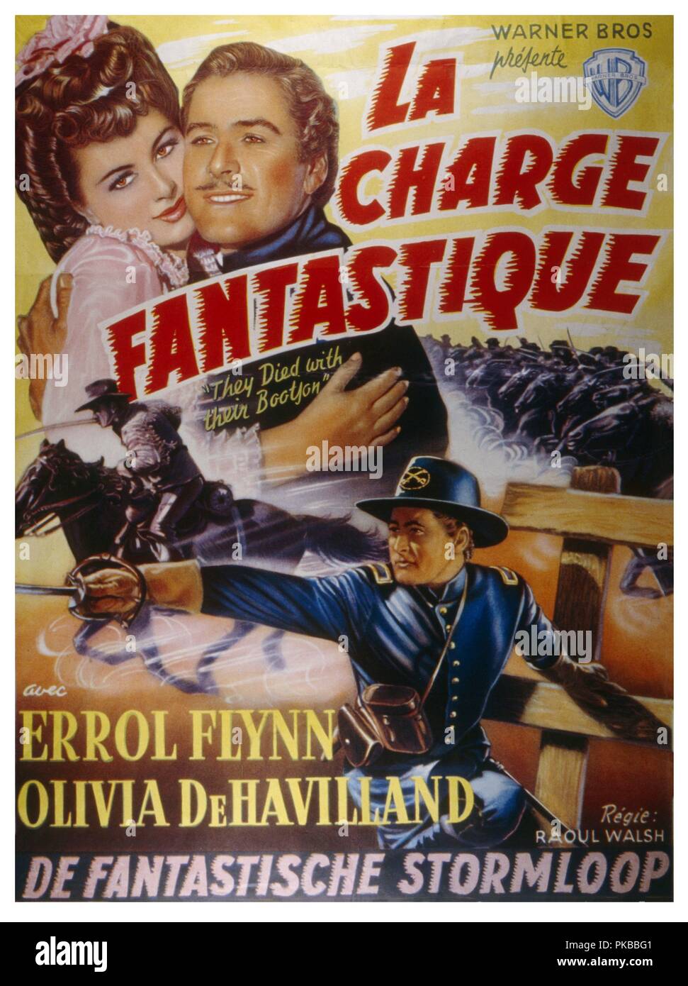 They died with their boots on  Year : 1941 USA Director : Raoul Walsh Errol Flynn, Olivia De Havilland Poster (Bel) Stock Photo