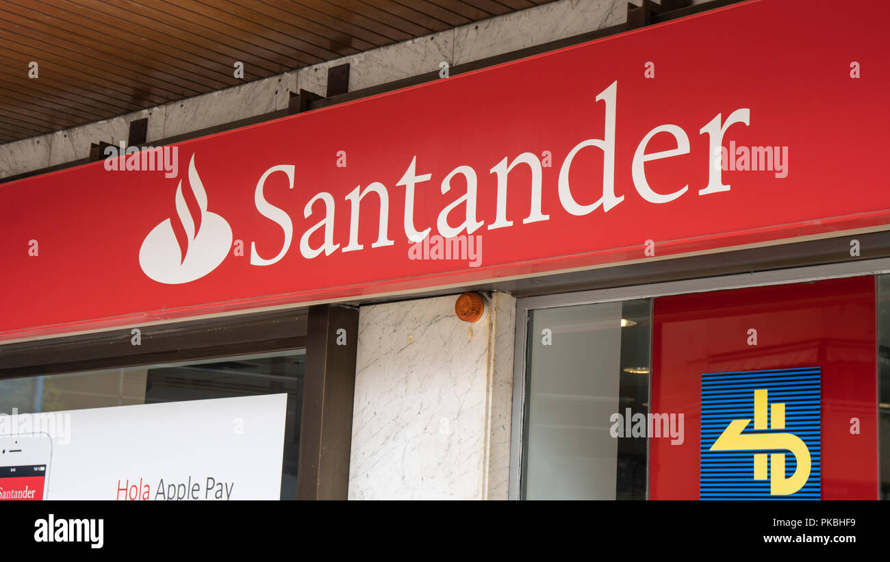 Santander bank sign Stock Photo