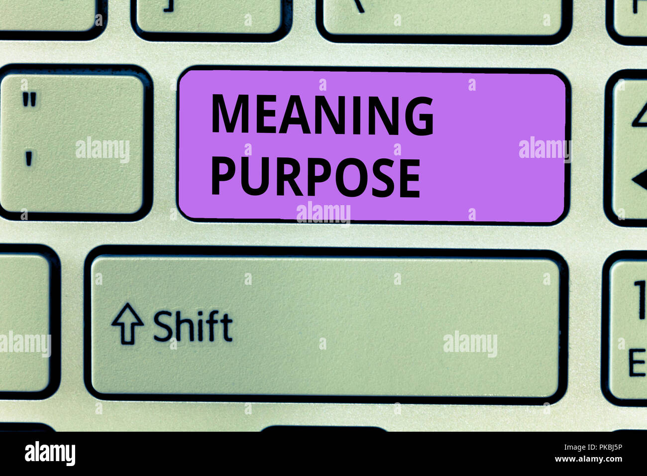 Conceptual hand writing showing Meaning Purpose. Business photo showcasing The reason for which something is done or created and exists. Stock Photo