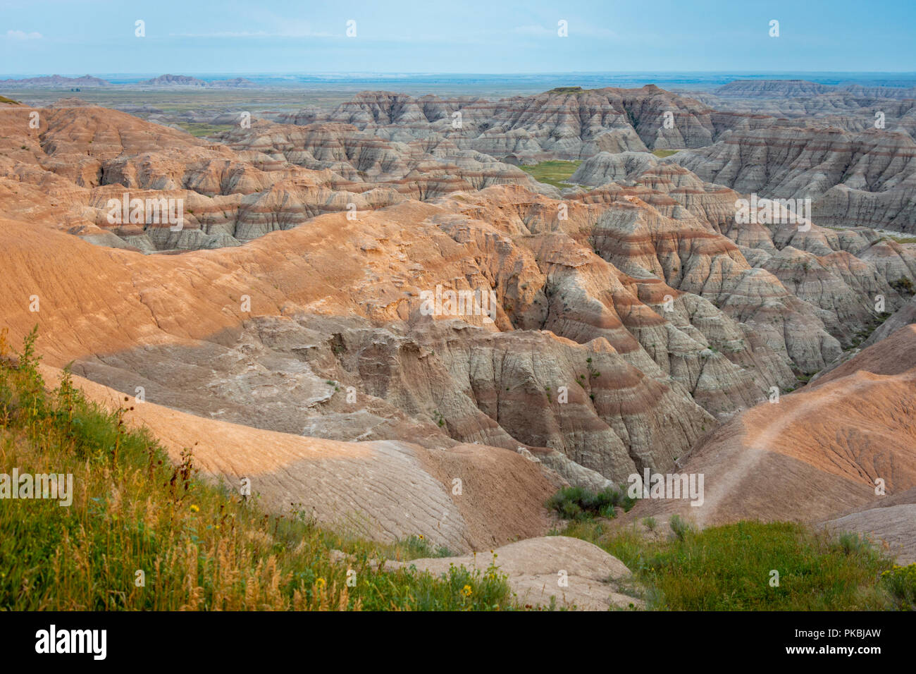 The rugged beauty of the geologic formations in the Badlands National 