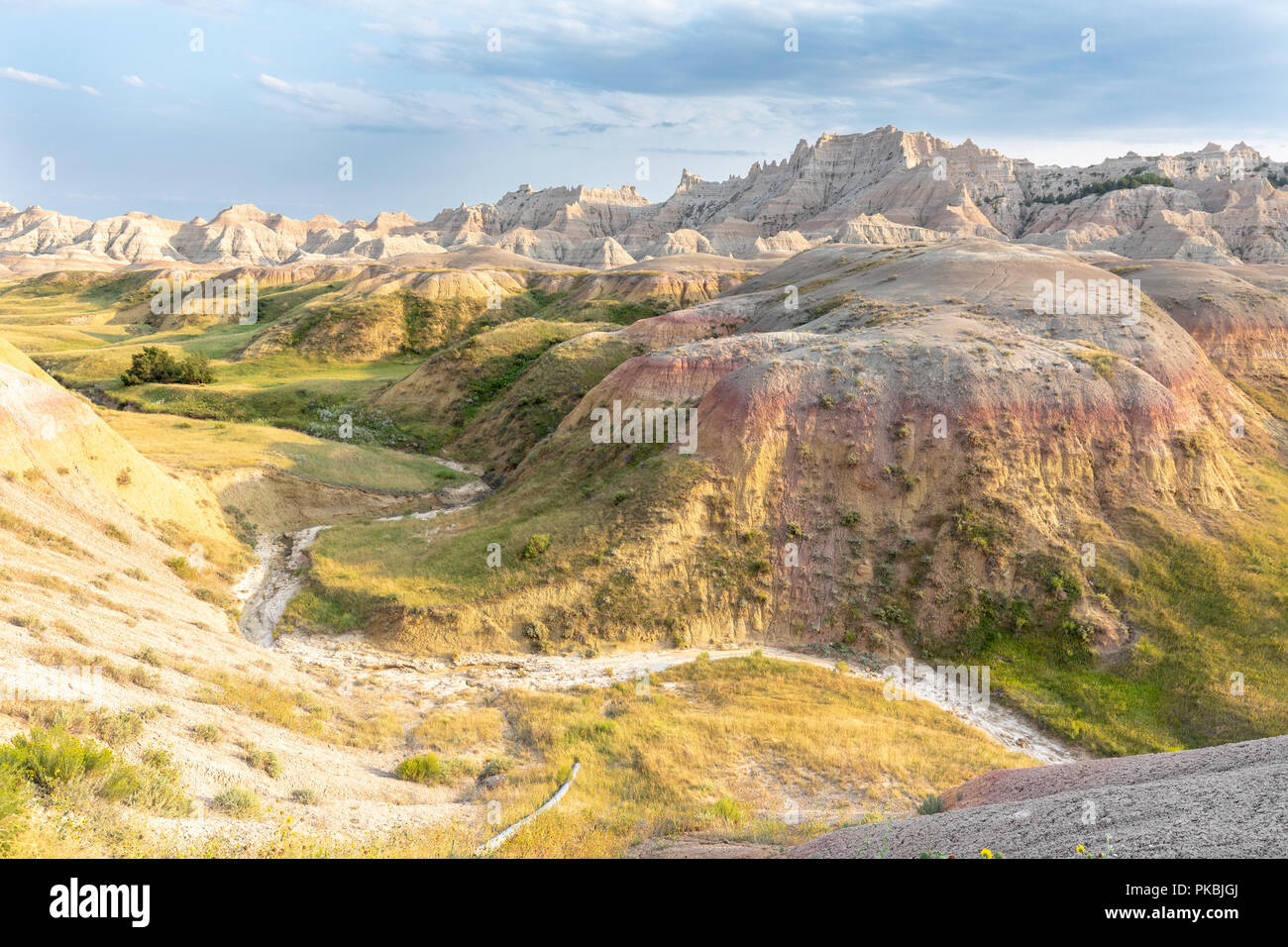The rugged beauty of the geologic formations in the Badlands National 