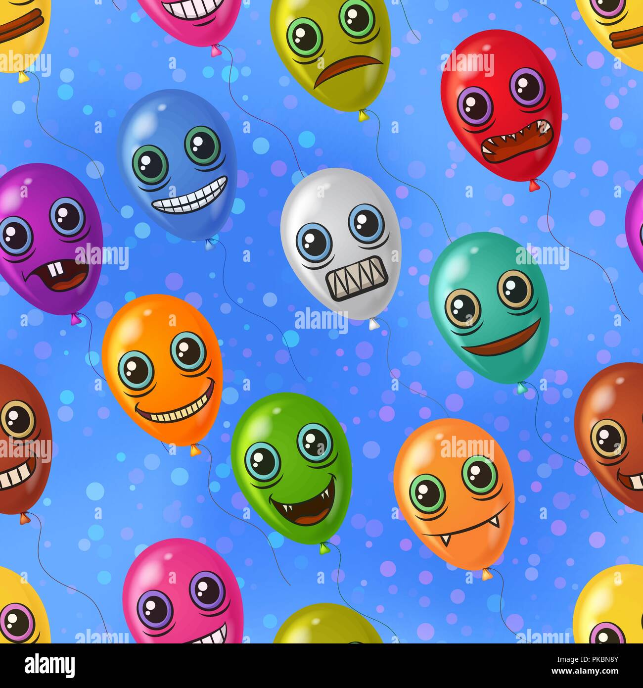 Monster Balloons, Seamless Stock Vector