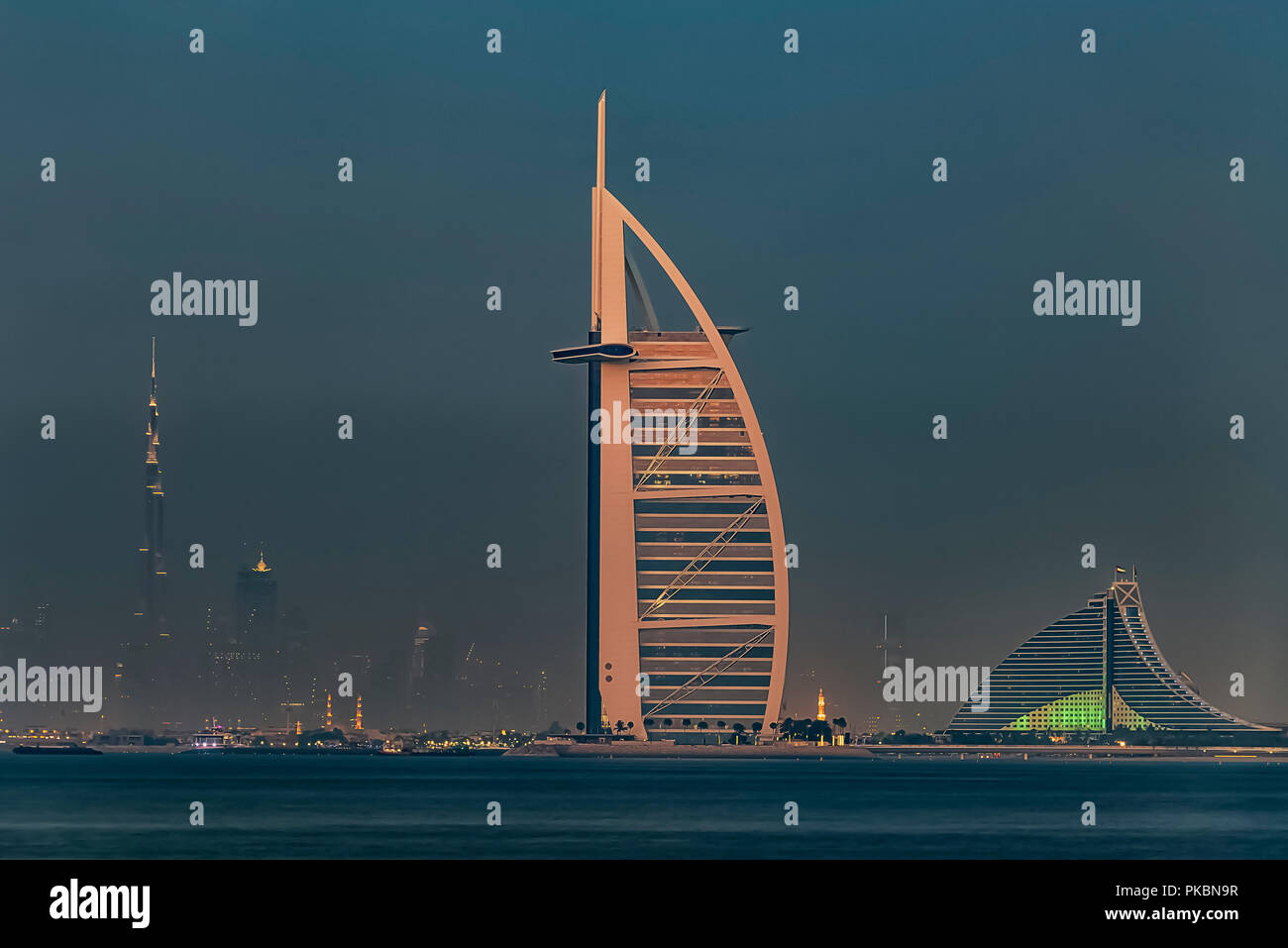 Dubai city by night Stock Photo