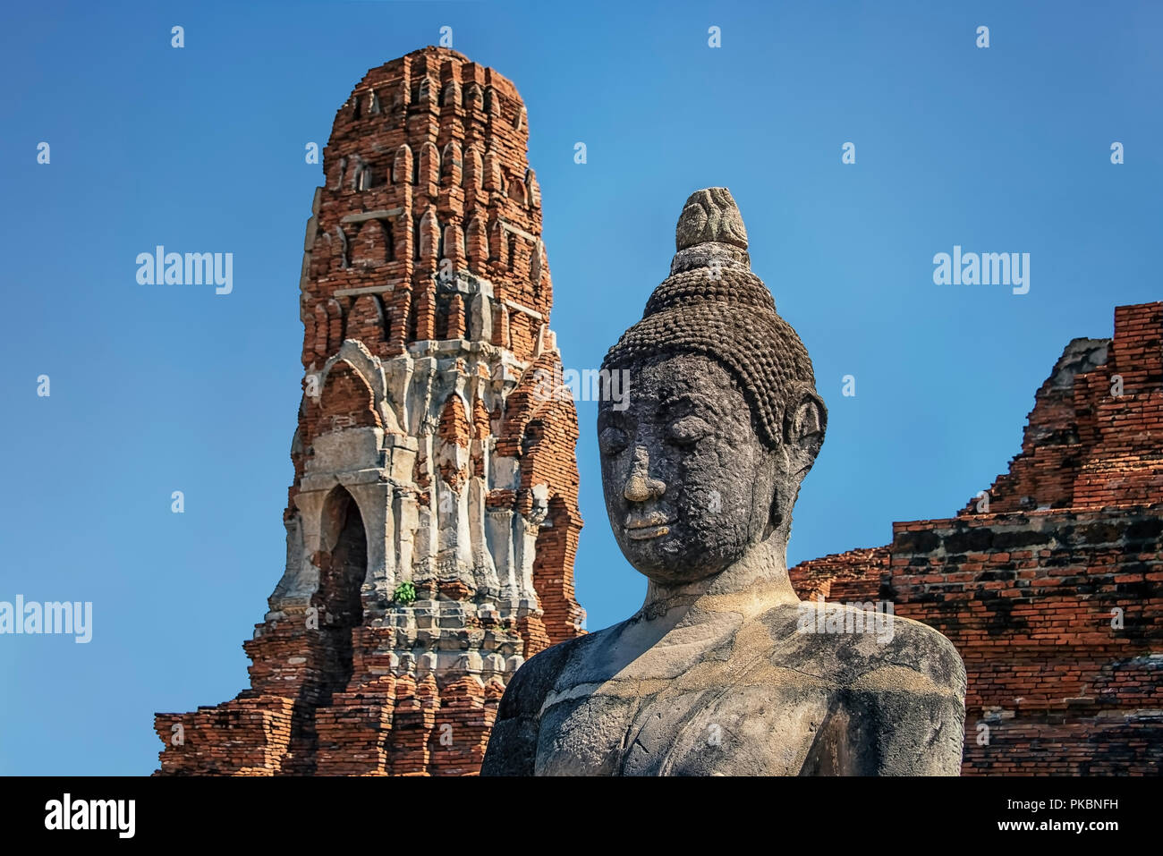 Buddha statue in Wat Mahathat, Ayutthaya, Thailand Stock Photo