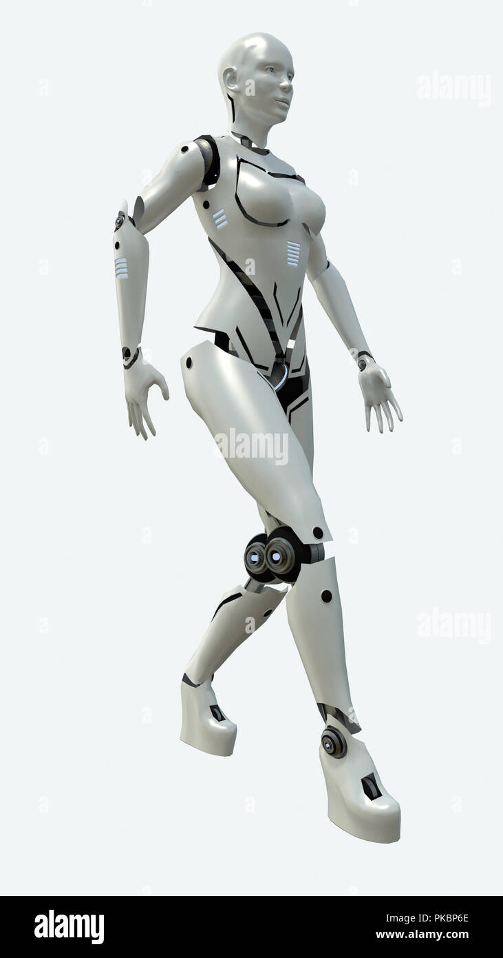 Artificial robot woman model. 3d rendering Stock Photo