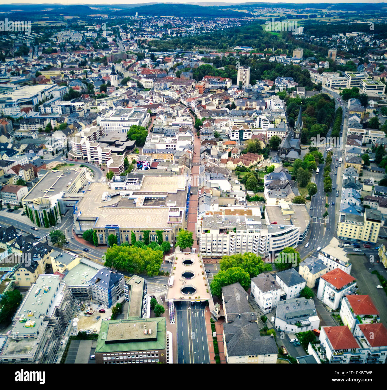 German city center of Giessen with it's famous Elefanten Klo! Stock Photo