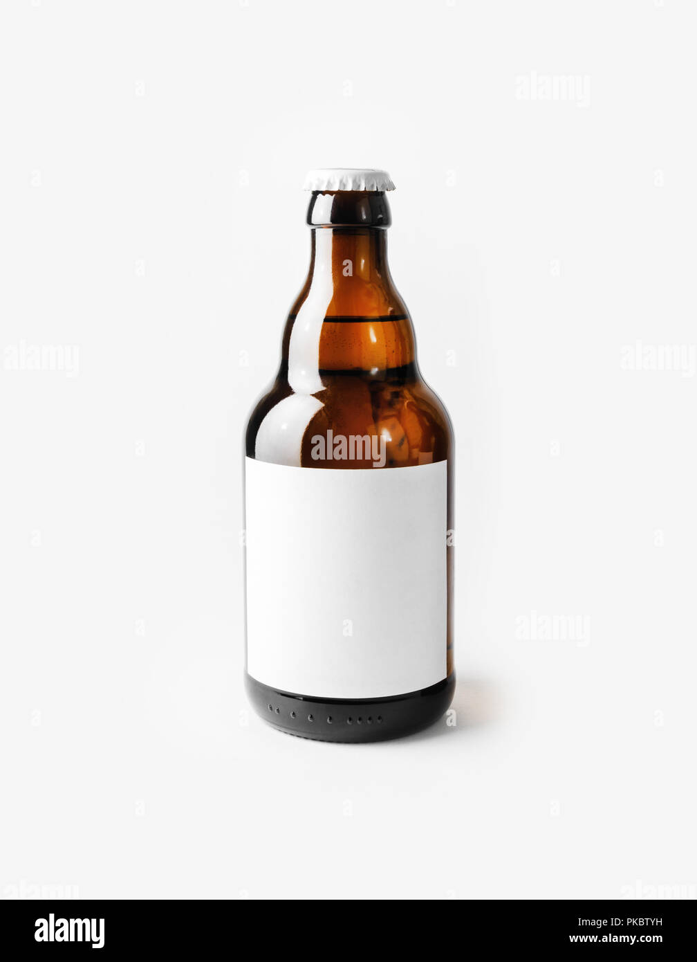 Download Brown Beer Bottle With Blank Label Responsive Design Mockup Stock Photo Alamy