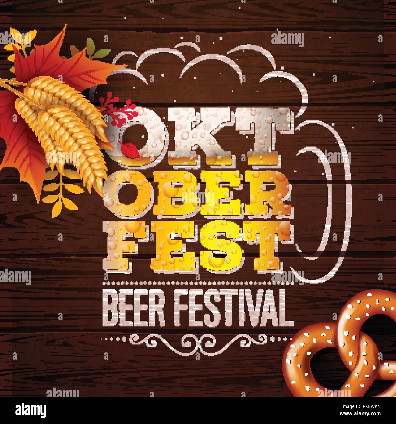 Oktoberfest Banner Illustration with Fresh Beer in Typography Lettering ...
