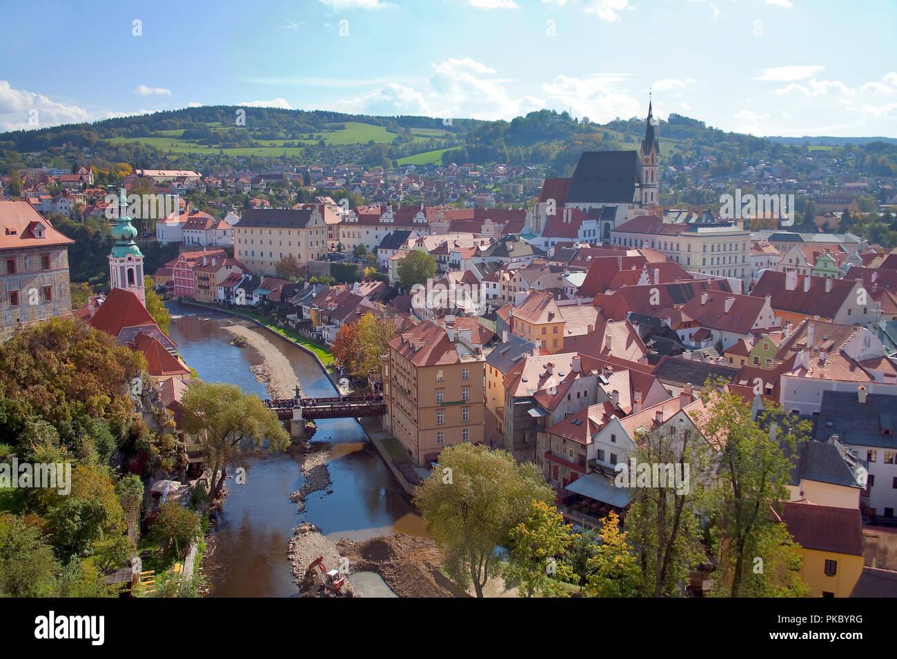 Cityscape of Cesky Krumlov, a world heritage site; Cesky Krumlov, Czech Republic Stock Photo