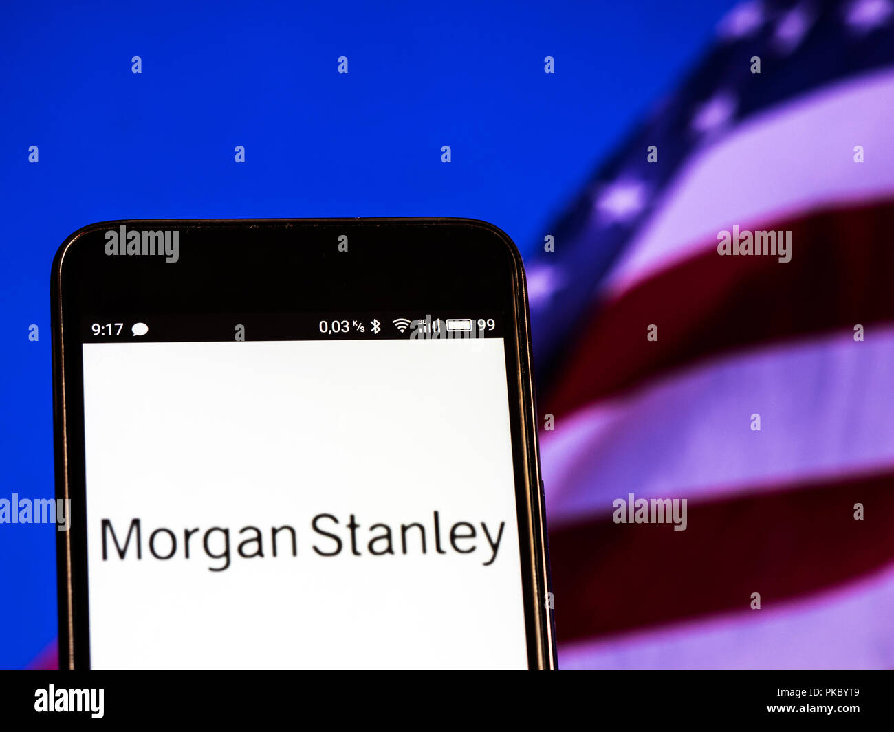 Morgan Stanley logo seen displayed on smart phone Stock Photo - Alamy