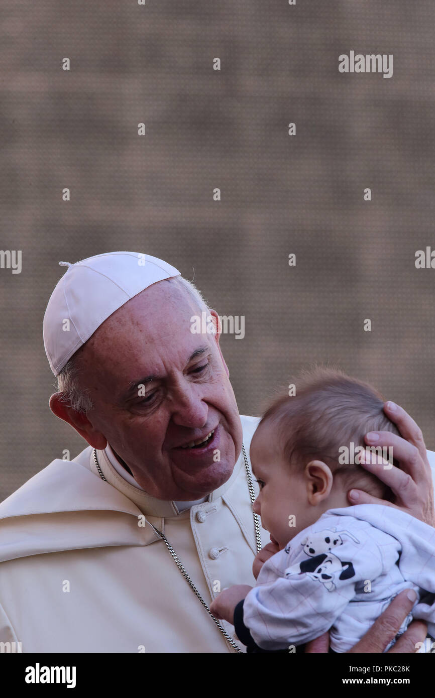 September 12, 2018 - Vatican City (Holy See) POPE FRANCIS during his weekly General Audience in St. Peter's Square at the Vatican. Credit: Evandro Inetti/ZUMA Wire/Alamy Live News Stock Photo