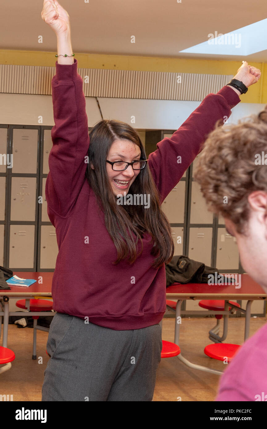 Schull, West Cork, Ireland. 12th Sept, 2018.  Over 62,500 students received their Junior Cert results today. One of those students, Malwenn Delalande appears to be happy with her results. Credit: Andy Gibson/Alamy Live News. Stock Photo