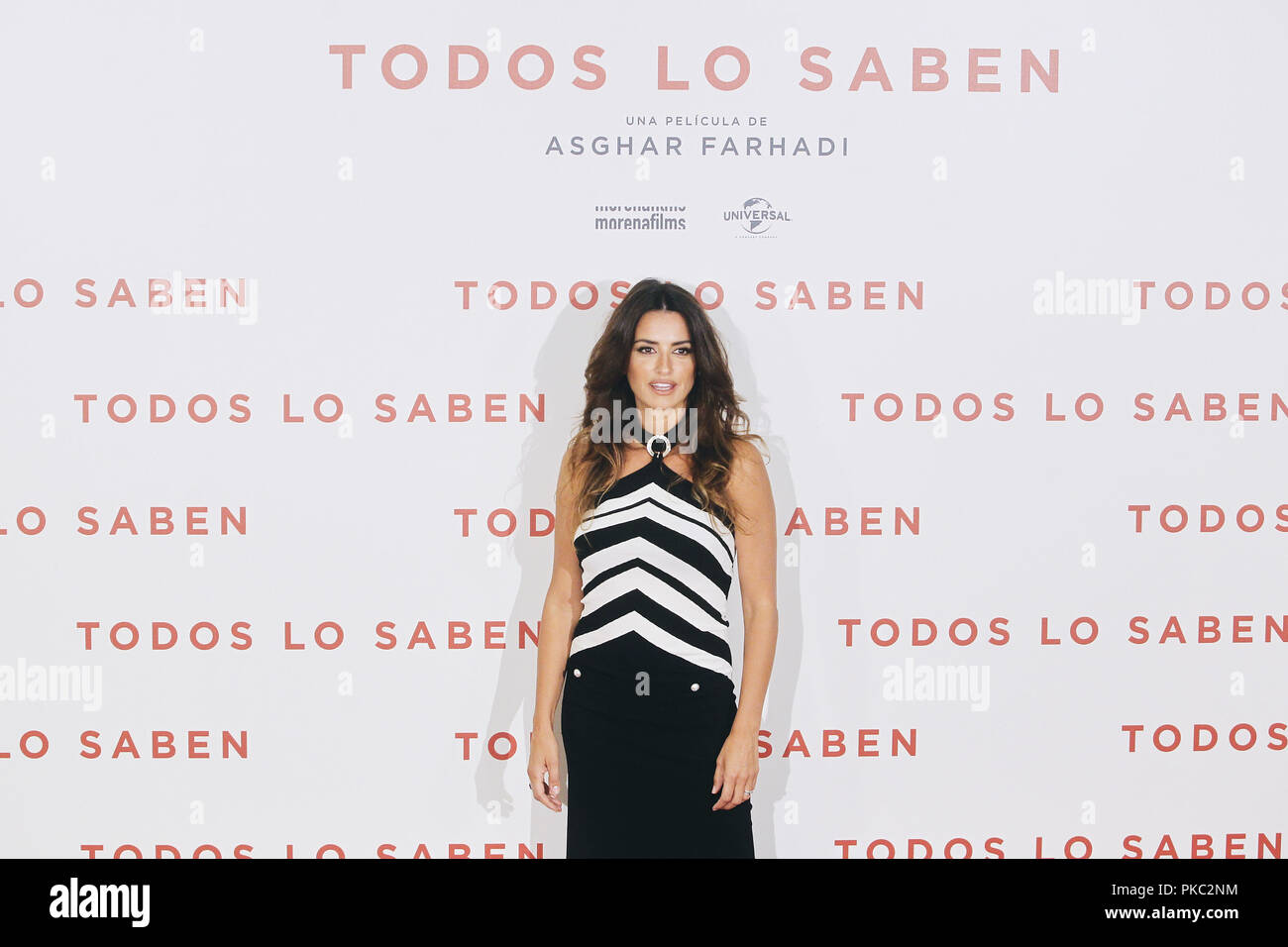 September 12, 2018 - Madrid, Madrid, Spain - Penelope Cruz attend 'Todos Lo Saben' photocall at Urso Hotel on September 12, 2018 in Madrid, Spain. (Credit Image: © Jack Abuin/ZUMA Wire) Stock Photo