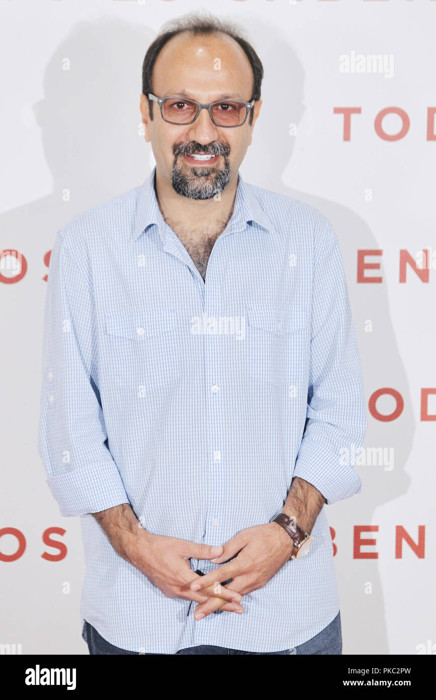 September 12, 2018 - Madrid, Madrid, Spain - Asghar Farhadi attend 'Todos Lo Saben' photocall at Urso Hotel on September 12, 2018 in Madrid, Spain. (Credit Image: © Jack Abuin/ZUMA Wire) Stock Photo