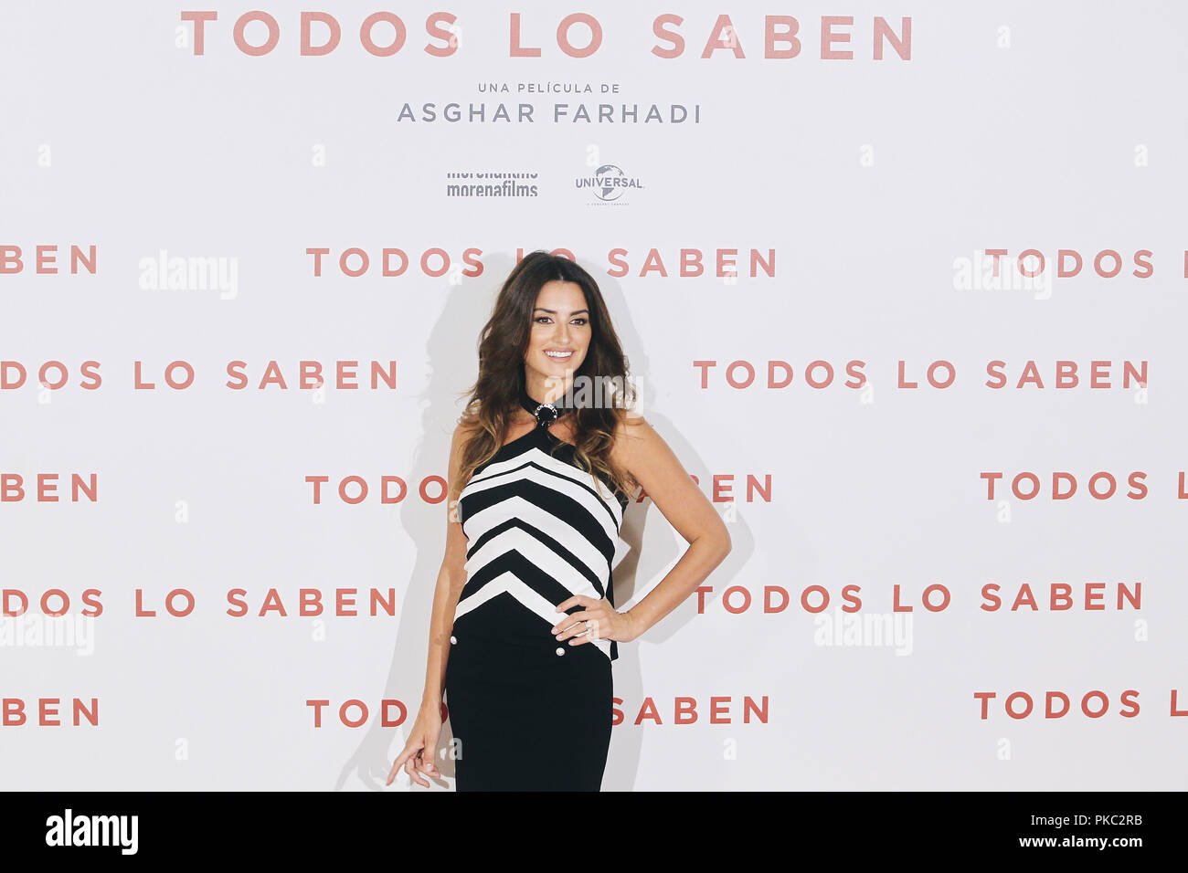 September 12, 2018 - Madrid, Madrid, Spain - Penelope Cruz attend 'Todos Lo Saben' photocall at Urso Hotel on September 12, 2018 in Madrid, Spain. (Credit Image: © Jack Abuin/ZUMA Wire) Stock Photo