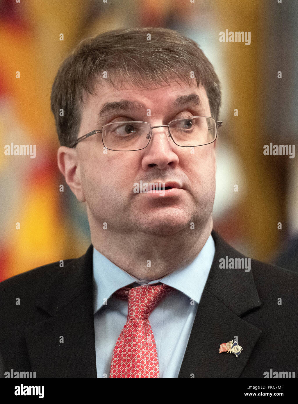 Washington, United States Of America. 12th Sep, 2018. United States Secretary of Veterans Affairs Robert Wilkie, prior to the arrival of US President Donald J. Trump who will make remarks at the Congressional Medal of Honor Society Reception in the East Room of the White House in Washington, DC on Wednesday, September 12, 2018. Credit: Ron Sachs/CNP | usage worldwide Credit: dpa/Alamy Live News Stock Photo