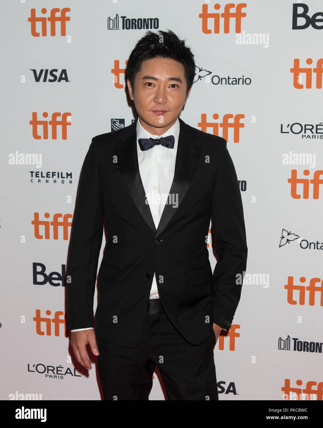 (180913) -- TORONTO, Sept. 13, 2018 (Xinhua) -- Actor Guo Jingfei poses for photos before the world premiere of the film 'Baby' at Ryerson Theatre during the 2018 Toronto International Film Festival in Toronto, Canada, Sept. 12, 2018. (Xinhua/Zou Zheng) (dtf) Stock Photo
