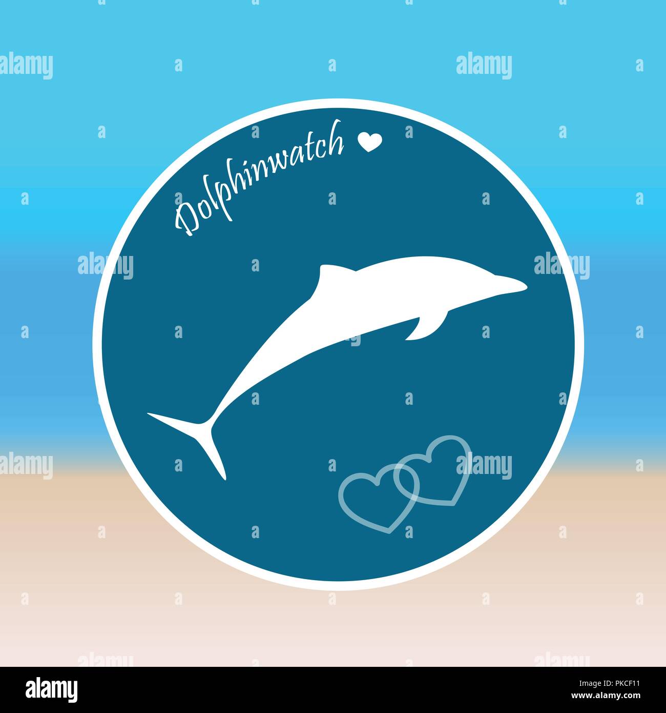 dolphin jumps dolphinwatch beach background vector illustration Stock Vector
