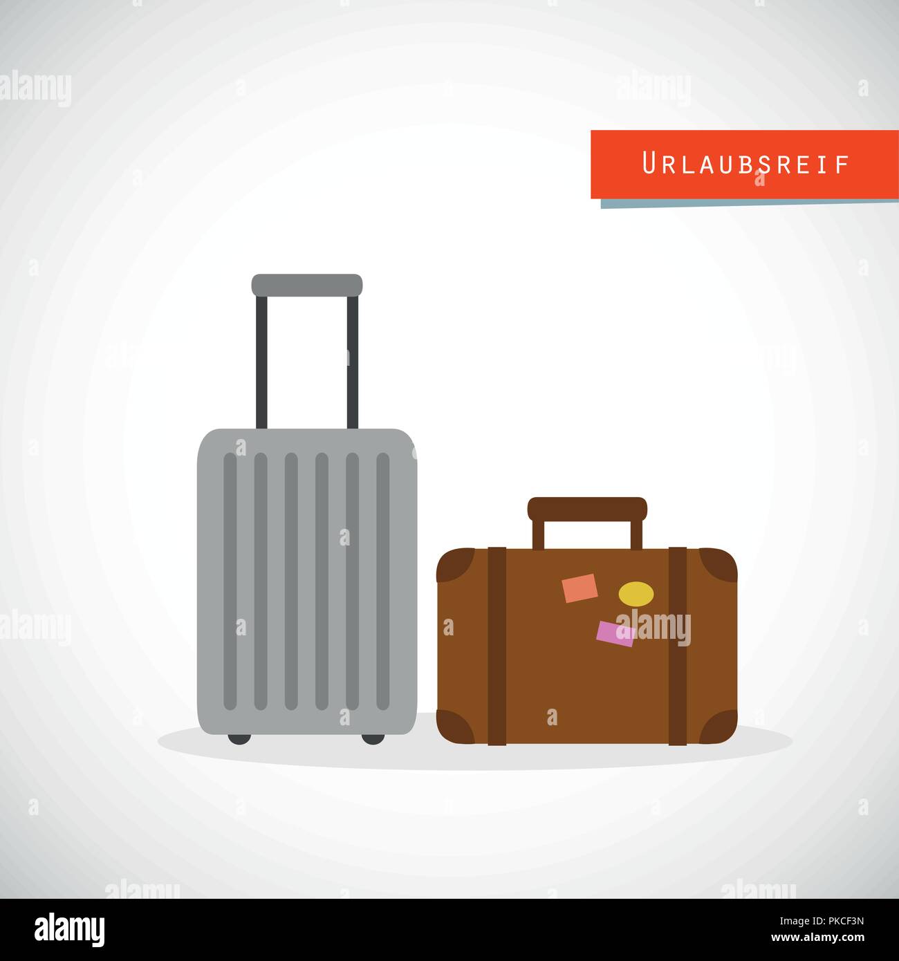 holiday travel suitcase grey and brown with sticker vector illustration EPS10 Stock Vector