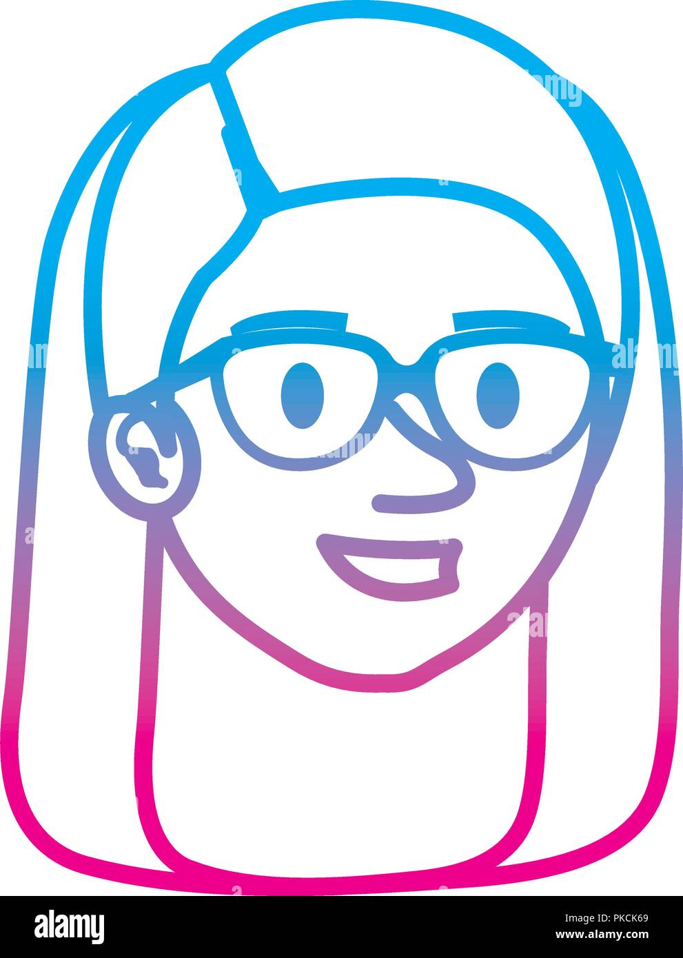 beautiful woman with glasses head character Stock Vector Image & Art