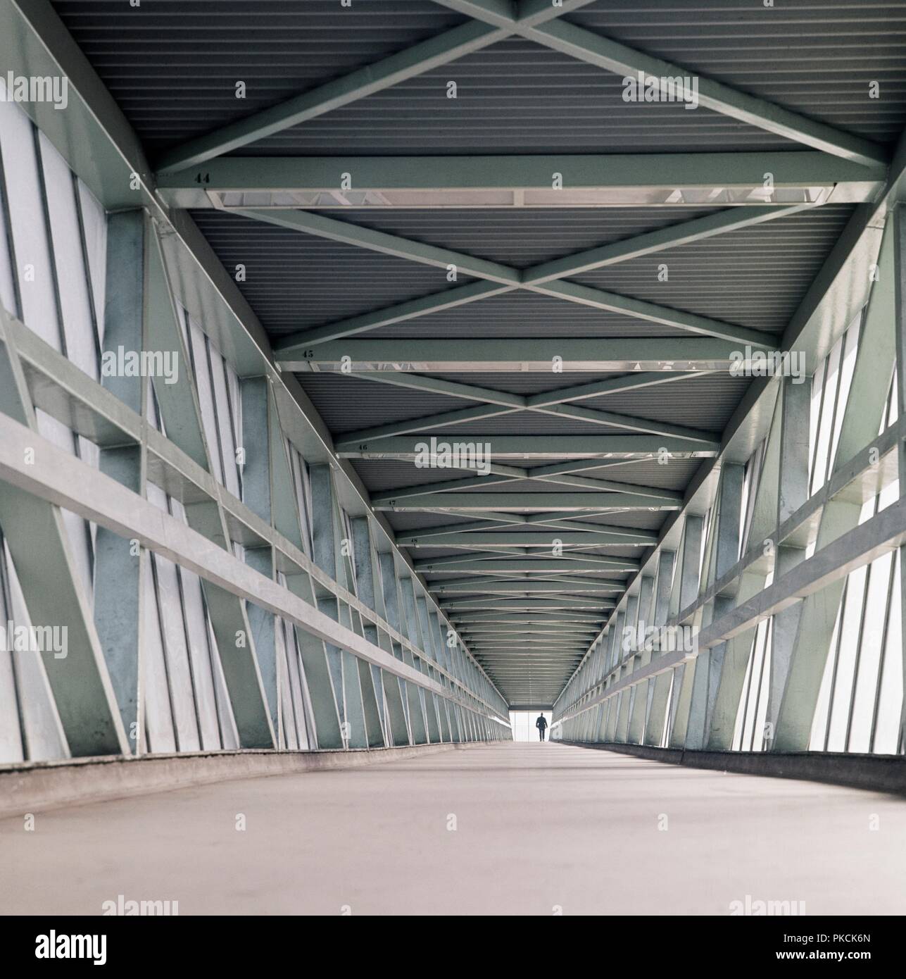 Interior of a covered footbridge at the London Docks, 1965. Artist: John Gay. Stock Photo