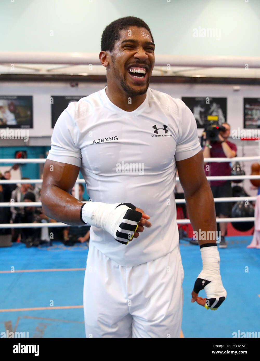 Anthony Joshua during a media workout at The English Institute of Sport,  Sheffield Stock Photo - Alamy