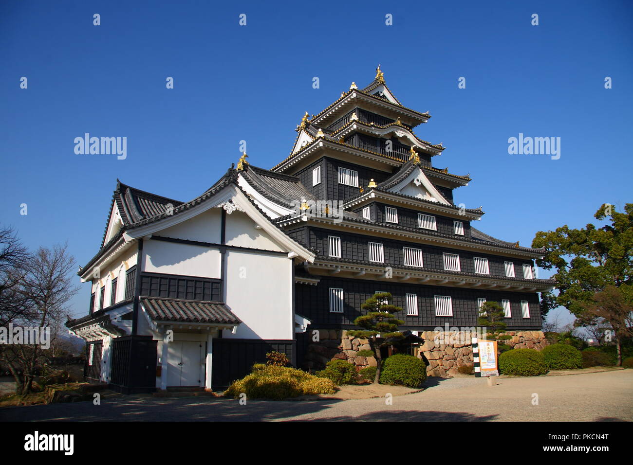 Japanese castle in Okayama Stock Photo