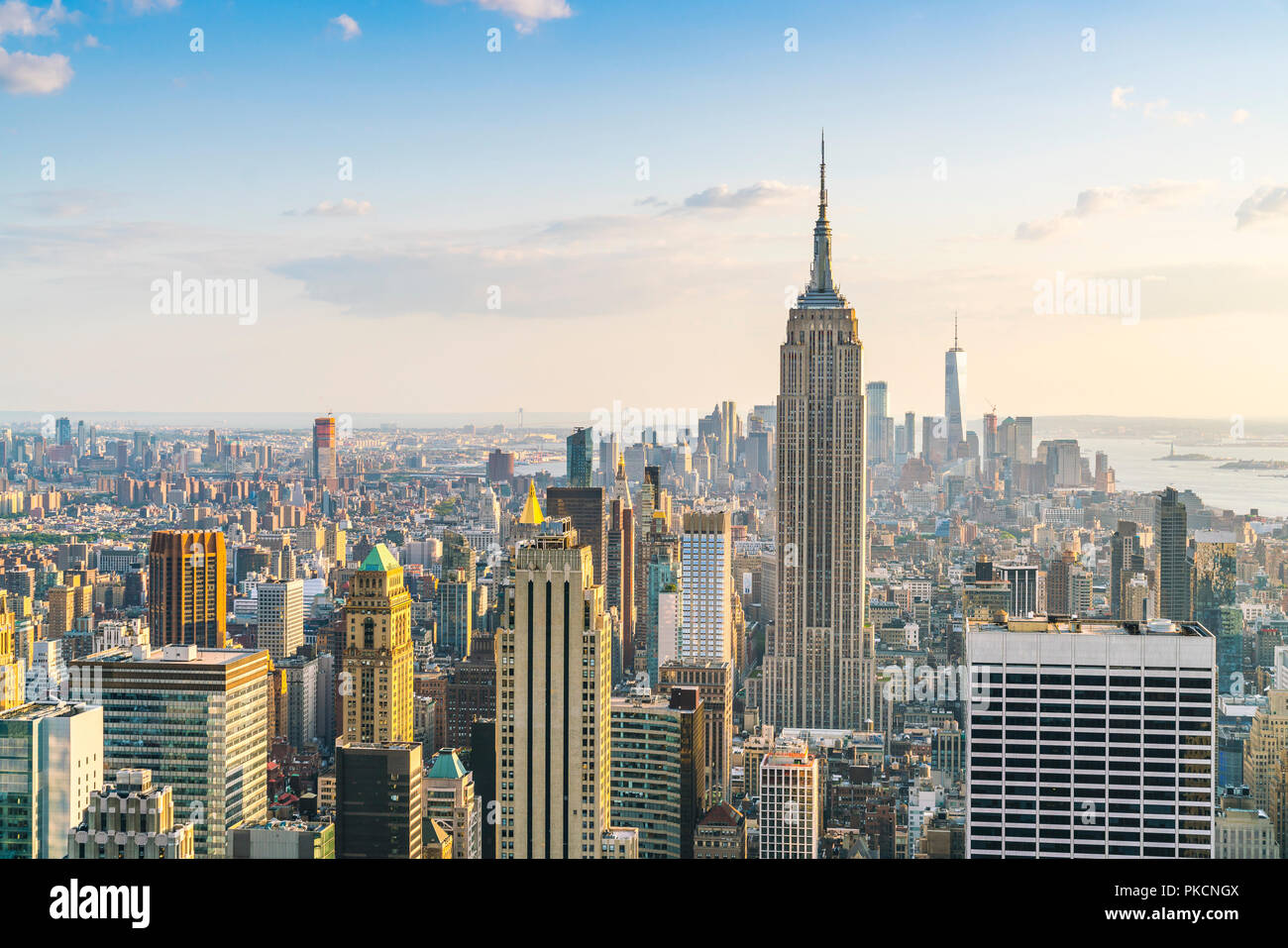 new york ,usa. 8-24-17: new york skyline in the evening. Stock Photo