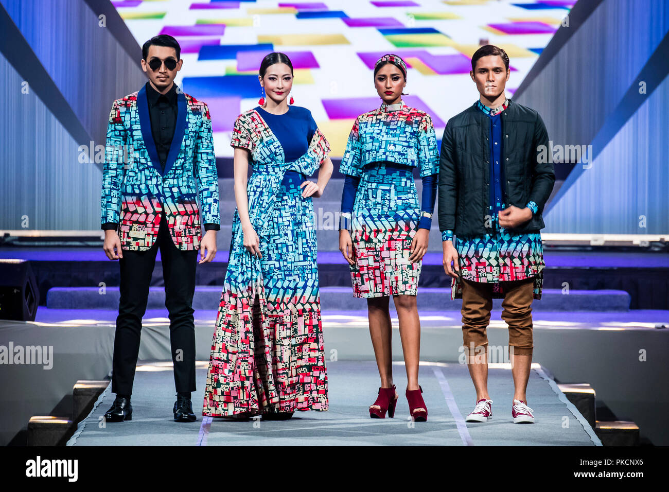 Kuala Lumpur, Malaysia. 9th September, 2018. Malaysian batik fashion competition finals held in Kuala Lumpur, Malaysia on 9th September, 2018. Models  Stock Photo