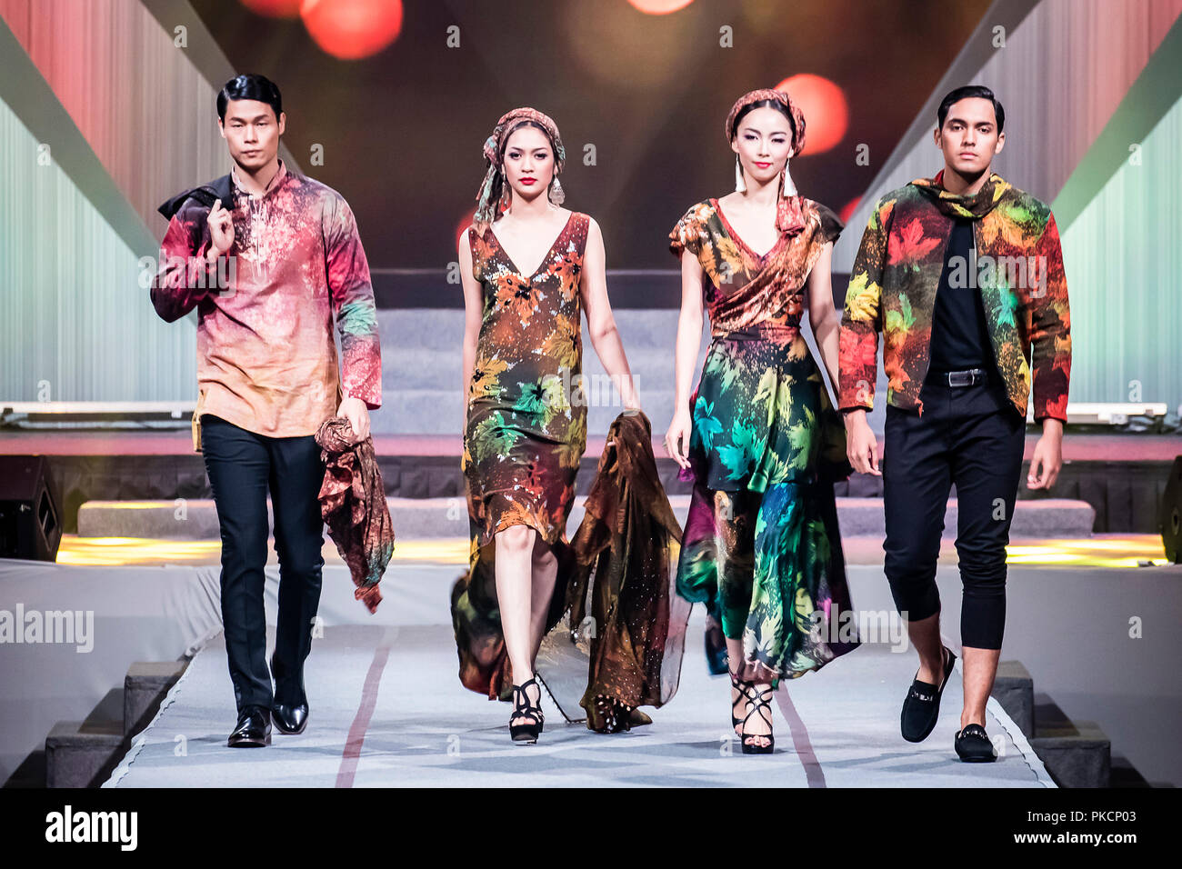 Kuala Lumpur, Malaysia. 9th September, 2018. Malaysian batik fashion competition finals held in Kuala Lumpur, Malaysia on 9th September, 2018. Models  Stock Photo