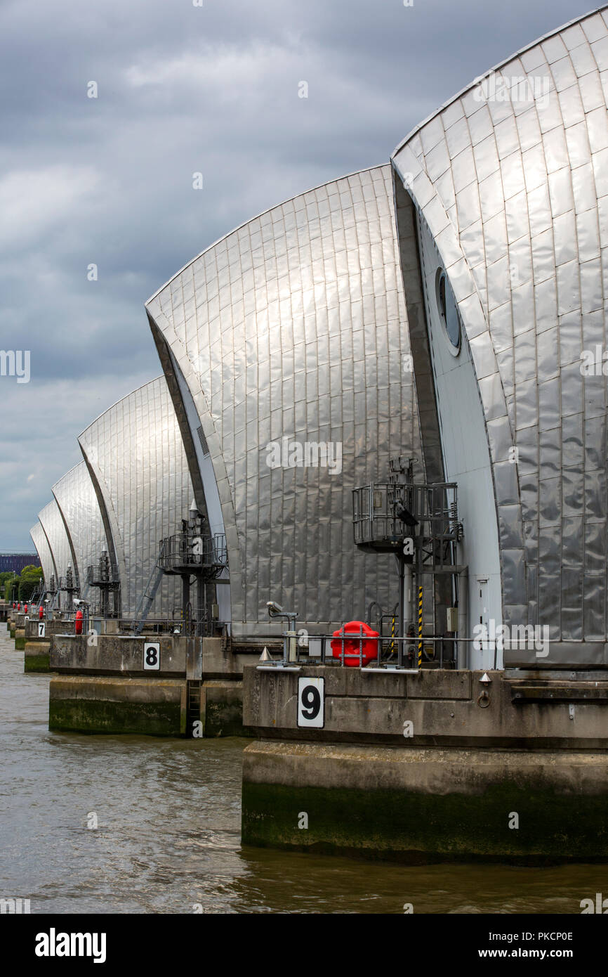 Thames Barrier, movable flood barrier situated on the River Thames in South  East London, England, United Kingdom Stock Photo - Alamy