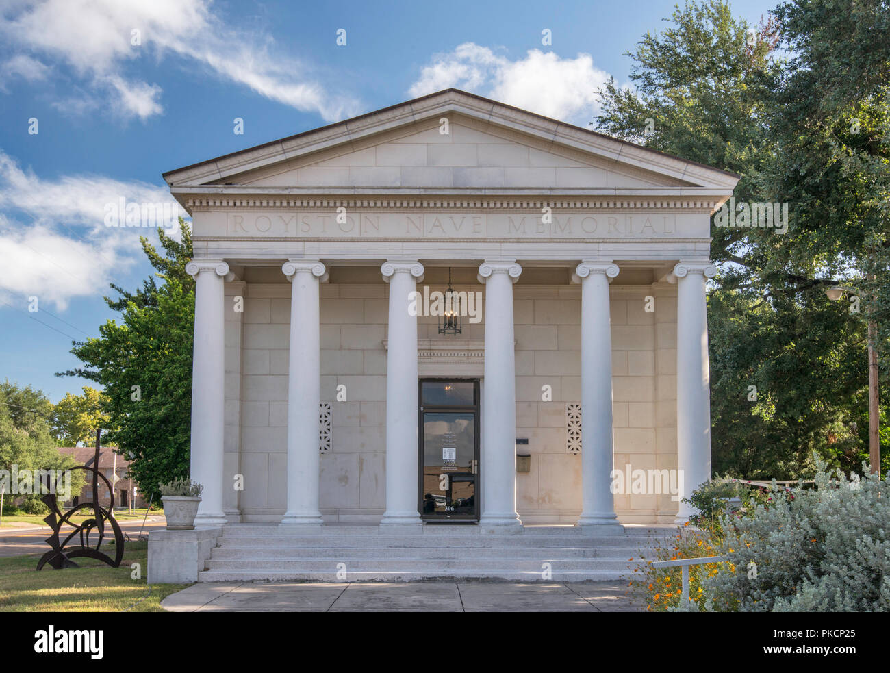 Nave Museum, at Royston Nave Memorial building, 1932, Greek Revival style, historic district near center of Victoria, Texas, USA Stock Photo