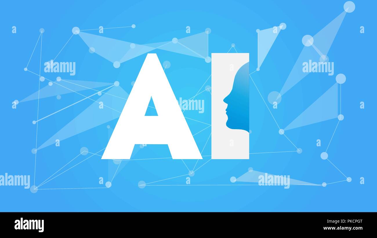 Artificial Intelligence AI Futuristic Concept. Human Big data Visualization with Cyber Mind. Machine Deep Learning Stock Vector