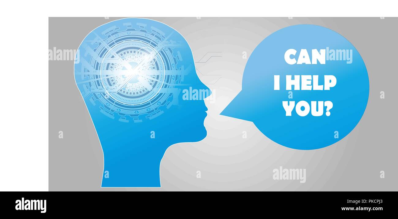 Artificial Intelligence AI Futuristic Concept. Artificial Intelligence Assistance concept. Human Big data Visualization with Cyber Mind. Machine Deep  Stock Vector