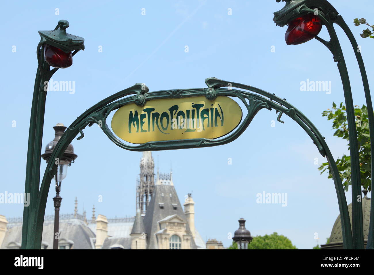 Parisian metro station sign Stock Photo