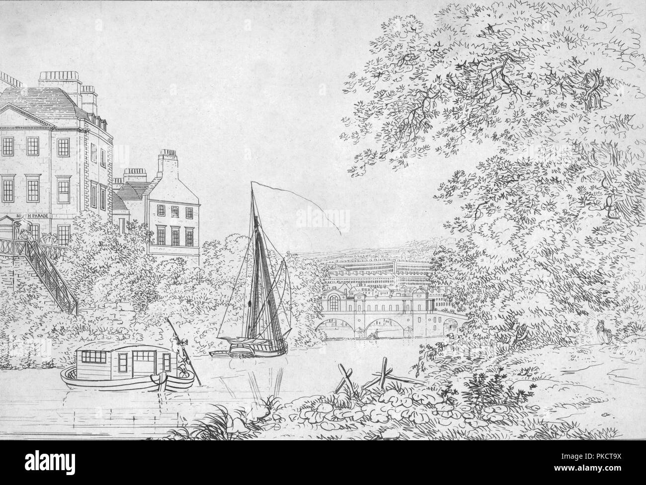 'New Bridge, Bath', 1788. Artist: Unknown. Stock Photo