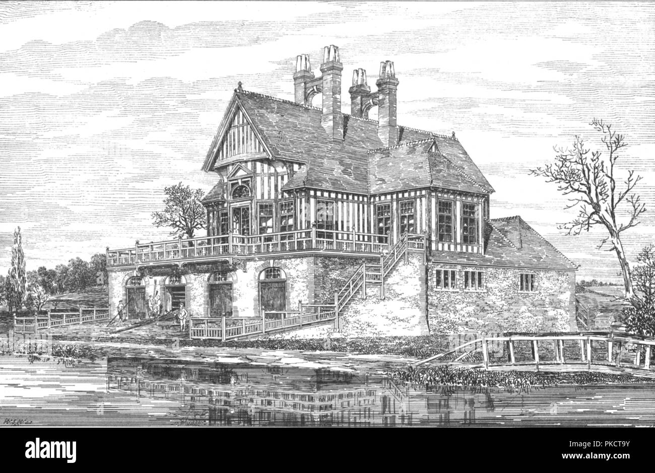New Boat House, Oxford, 1880. Artist: WSW. Stock Photo
