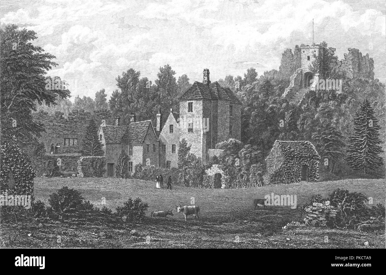 Carisbrooke Castle, Newport, Isle of Wight, early 19th century. Artist: George Brannon. Stock Photo
